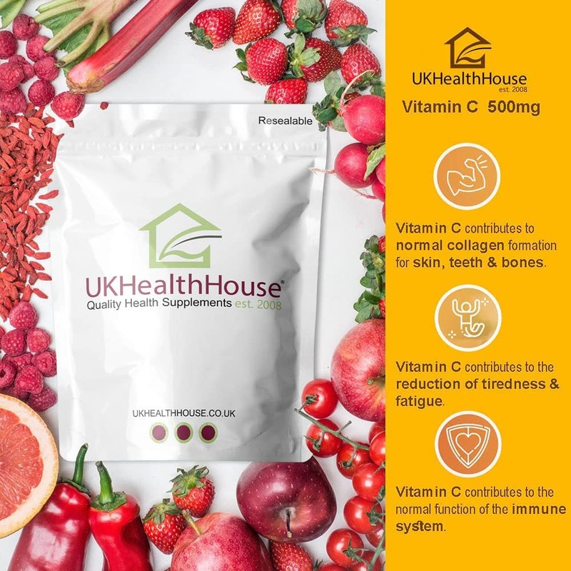 UKHealthHouse Vitamin C 500mg Chewable 60 Tablets Immune Support Orange