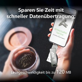 AGI UE138A 256GB USB Flash Drive, Dual Ports with USB Type-C and Type-A Reversible, USB 3.2 Memory, Pendrive Data Storage with Data Transfer Speed up to 120MB/s