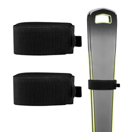 RIVIEVAL 2Pcs Ski Tie Straps - Adjustable Ski Carry Bands with Non-Slip Protective Pads | for Ski/Snowboard/Pole Transport | EVA Padding & Extra-Length Design (Black)