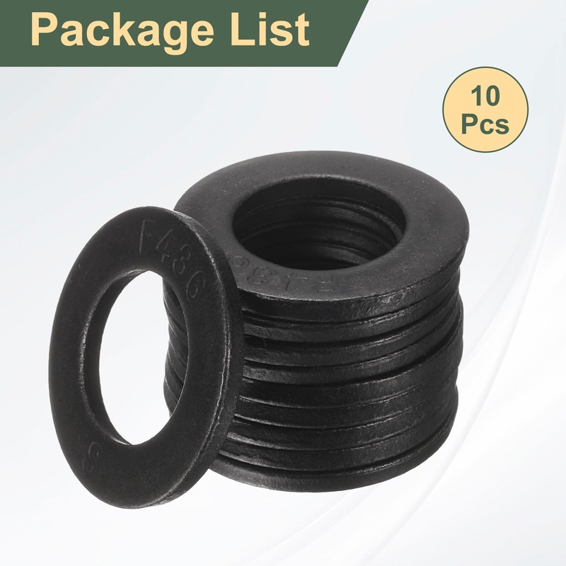 sourcing map 10 Pcs 3/4" Black Flat Washers, 37mm Outer
