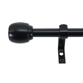 Decopolitan 30890-BL48 5/8" Cap Curtain Rod Set, 48 to 84 Inches, Black