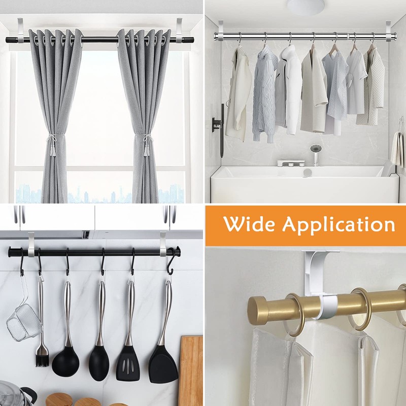 TOKPLNU Ceiling Curtain Rod Bracket, Ceiling Curtain Rod Hooks White