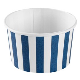 Restaurantware Coppetta 3-Ounce Dessert Cups, 50 Disposable Ice Cream Cups - Lids Sold Separately, Sturdy, Blue And White Paper FroYo Bowls, Striped, For Hot And Cold Foods, Perfect For Gelato
