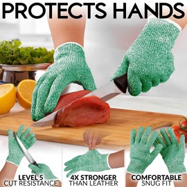 Zulay Cut Resistant Gloves Food Grade Level 5 Protection - Comfortable Safety Cutting Gloves For Chefs - Cut Resistant Work Gloves For Oyster Shucking, Fish Fillet, Mandolin Slicing (Medium, Green)