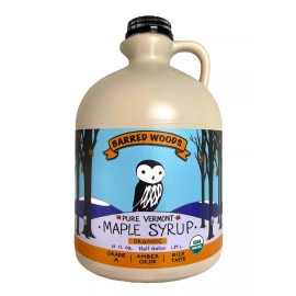 Barred Woods Maple 1/2 Gallon 100% Pure Organic Vermont Maple Syrup - Grade A Amber
