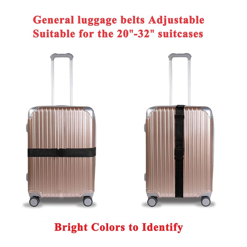 2 Pack Suitcase Belts, Adjustable Luggage Straps, Bright Colors Travel