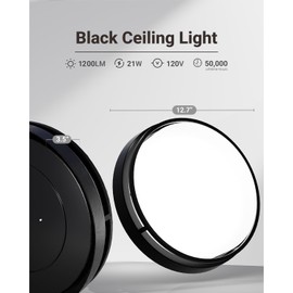 Sunco 13 Inch LED Ceiling Mount Light Fixture, Close to Ceiling Round Flat Light, 21W, 1200 LM, Selectable CCT 2700K/3000K/4000K/5000K/6000K, Dimmable, Hardwired ETL