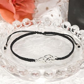 AeraVida Celtic Infinity Lock Knot Sterling Silver Charm on Black Adjustable Bracelet | Classic Sterling Silver Bangle Bracelet | Trendy Bangle Bracelets for Women | Sterling Silver Bracelets | Jewelry Gifts for Women, Metal, silver-sterling