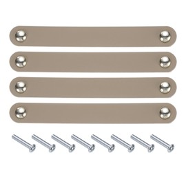sourcing map 4 Pcs Leather Drawer Pulls, Kitchen and Wardrobe Door Knobs Leather Pulls Dresser Handles with Screw for Bathroom Kitchen Bedroom Dresser Cupboard, Light Beige