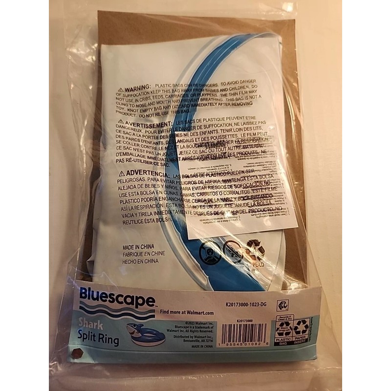 Bluescape Blue Shark Split Inflatable Swim Ring Pool Float for