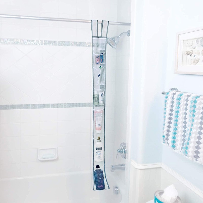 Skywin 1 Pack Shower Liner With Pockets, Hanging Mesh Shower