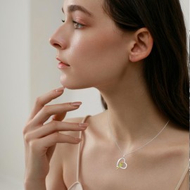 OHAYOO Parrot Necklace 925 Sterling Silver Parrot Pendant Necklace Heart Shaped Bird Necklace Parrot Jewelry Women Gift