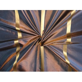 Silk Taffeta Fabric Iridescent Blue x Copper with Satin Stripes 54" TAFS147[1] 54" Wide