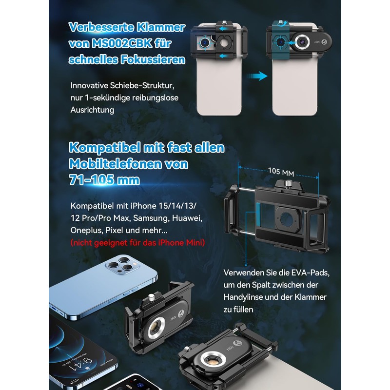 APEXEL 150X Mini-mikroskop für Smartphone-Kamera,Handy mikroskop für Smartphone,Explore Micworld with