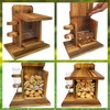 LSCQYYCC-Squirrel Feeder, Squirrel Picnic Table Feeder with Water Feeder, Wooden