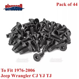 sincoea0 44PCS Windshield Frame Door Hinge Tailgate Torx Screws Black For Jeep Wrangler