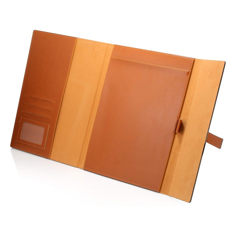Gallaway Leather-Padfolio-Portfolio, Folder-Slim-Notebook, Note-Pad-Holder, Desk-Accessories, Brown