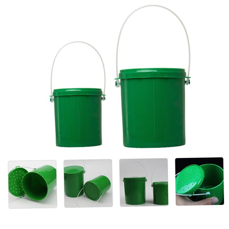 Kisangel 2pcs Bucket Portable Fishing Bait Container with Breathable Vents