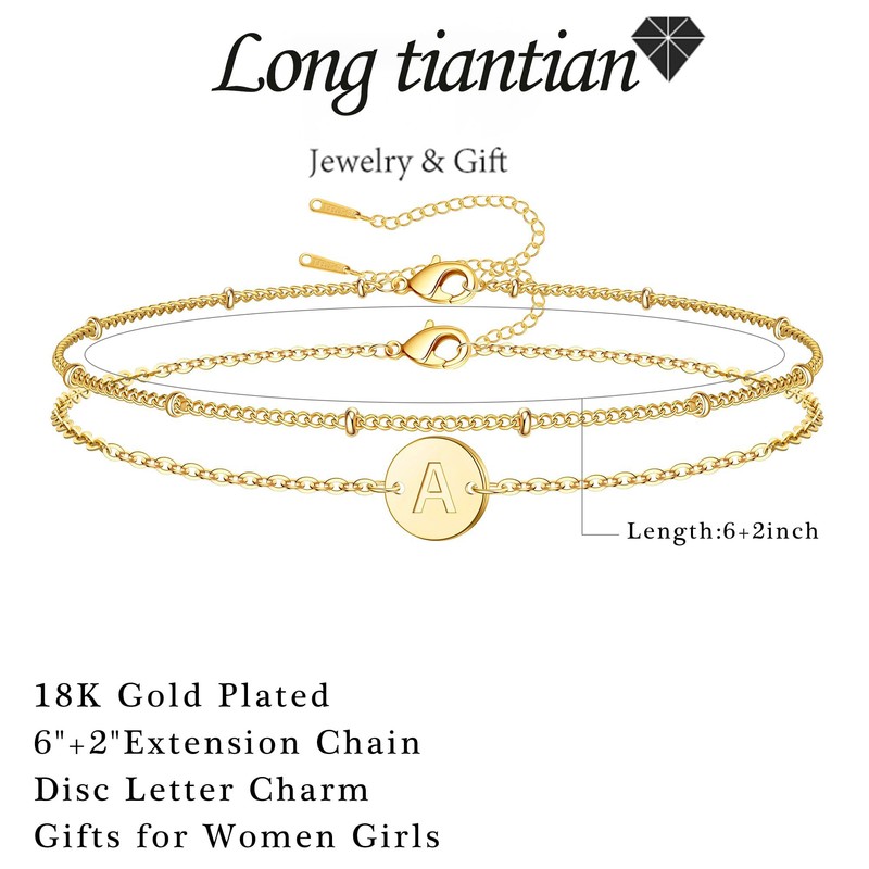 Gold Initial Bracelets for Women Trendy - 18K Gold Plated