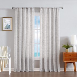 Nautica - Caspian | Extra Wide Light Filtering Textured Curtains Window Treatment Drapes Panel Pair | Set of 2 | Light Filtering Drapes | Measures 54" x 84" | Light Grey