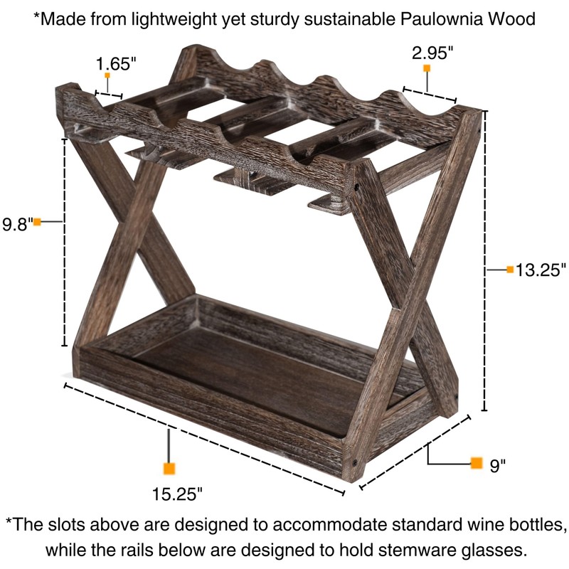 Rustic State Cava Countertop Solid Wood Wine Rack for 4