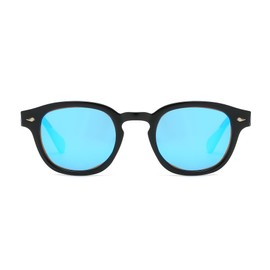 LHSDMOAT Unisex Polarised Oval Sunglasses, Retro Johnny Depp Round Sunglasses Men Women Fashion UV400 Protection Sunglasses for Travel, Driving, Cycling, Fishing, Beach, black blue