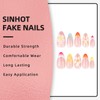 SINHOT Almond Press on Nails Medium - 3D Flower Fake