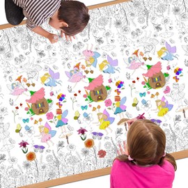 Butterfly Giant Colouring Table Cloth for Kids,137 * 274cm Spring Butterfly Colouring Poster Tablecloth Colouring Books Table Cover for Girls Boys School Party Poster Educational Doodle Activity Game
