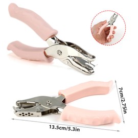 Single Hole Paper Puncher 3mm, Pink Handheld Circle Puncher with Soft Grip, Ticket Punch, Hole Pliers, Small Hole Punch for Children to DIY Dandmade Invoices Greeting Cards Gift Tags and Clipboards