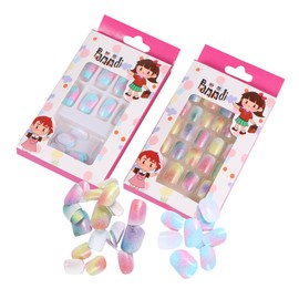 MERRYHAPY 48 Boxes Fake Nails Kit False Toenails False Nails Short Square False Nails for with Glue False Nails with Glue Press-on Nails False Nails for Pink Mini Colorful