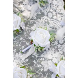 Yelinart Men Boutonniere for Wedding Single Groom Groomsmen Artificial Rose Flowers Boutonniere for Wedding Prom Homecoming