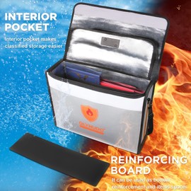 Large Waterproof Fireproof Document Bag with Lock - Important Document Organizer for Travel, 17 x 12 x 5.5" Fireproof Box for Documents