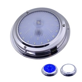 Vcanuplms Marine Boat Dome Lights, 5.5 Inch Dual Color LED Boat Cabin Light with Toggle Switch, 12V Interior Lights with Stainless Steel Surface Mount (White|Blue)
