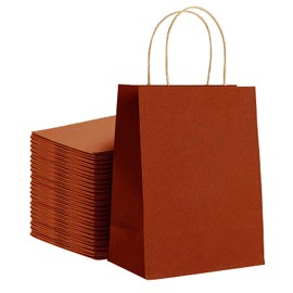 Elegant Supply Kraft Paper Bags with Twisted Handles-10x5x13 inches, Bulk Multiuse Solid Print Bags, Perfect for Any Occasion, 5 Pack, Wine Red