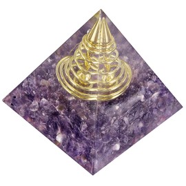 mookaitedecor Amethyst Crystal Orgone Pyramid with Gold Wire, Orgonite Energy Generator for Protection Meditation Yoga Chakra Balancing