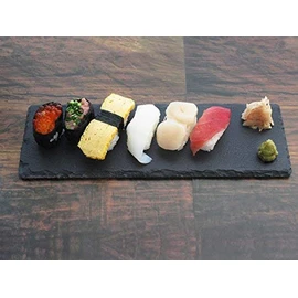 Slate Plate 30 cm Length Corner Slim [Rectangular Black Dinnerware Stone Flat Flat Length Dishes Popular Corner Plate Stylish Cushion with Slate Board]