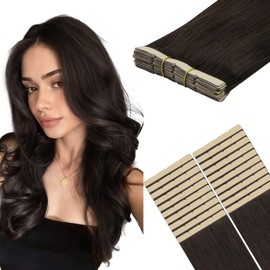 HOTBANANA Tape in Hair Extensions Human Hair, DIY Cut Wide Tape in Extensions 18inch 100g 20pcs Dark Brown Straight Style
