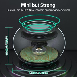 SEVENKA 2 Mini Speakers, 3W Portable Small Speaker with Strap, Water Resistant, Wireless Stereo Pairing, Rechargeable Metal Mini Bluetooth Speakers for Phone, Tablet, PC, Camping, Hiking