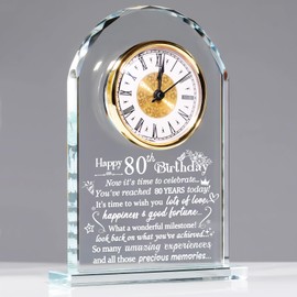 Ornalrist Happy 80th Birthday Quartz Clock Gifts for Women, Men, Couple, Parents & Grandma - 80 Year Old Birthday Presents for Her, Mom, Dad - 80 Year Blessing Quartz Clock Keepsake Home Decor