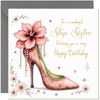 Step Sisters Birthday Cards For Her Female Pink & Gold