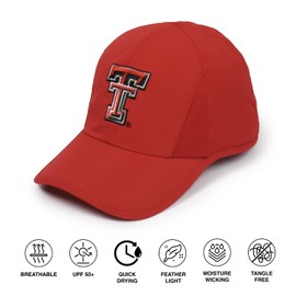 Ponyflo Womens Ponytail Baseball Cap - Ponytail Hats for Women - Curly Hair Ponytail Hat - Baseball Hat for Women - Active Hats for Women -Texas Hat - Raiders Ponytail Hat - Texas Tech Red