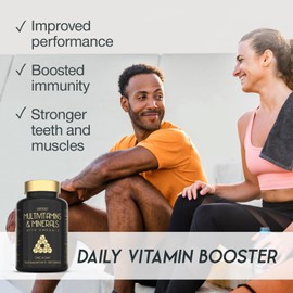 Multivitamins and Minerals with Omega 3 - Multivitamin Tablets for Men & Women - Adult Multi Vitamins with 100% Daily Dose of Iron, Zinc, Vitamin D, C, B12 - 26 Nutrients & Supplements - 60 Tablets