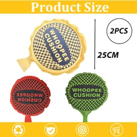 2 Pack Whoopee Cushion Self Inflating for Kids,Adult,25cm Whoopie Cushions Toy Classic Practical Joke Toys,Funny Prank Gag Party Bag Fillers for Adult Christmas Party Favour Stocking Filler Joke Gifts