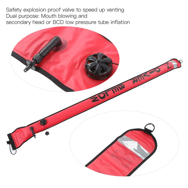 180x15cm Scuba Diving Surface Marker Buoy High Visibility Inflatable Surface