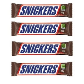 SNICKERS, Peanut Milk Chocolate Candy Bar, Full Size Bars1.07 oz each (4 full size bars)