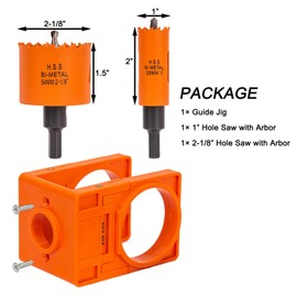 VIKITON Door Lock Installation Kit, with 1 inch Hole Saw (2 inch Depth) & 2-1/8 inch Hole Saw (1.5 inch Depth) and Jig, for Drilling Wood and Metal Door, Installing Deadbolt and Knob, Orange