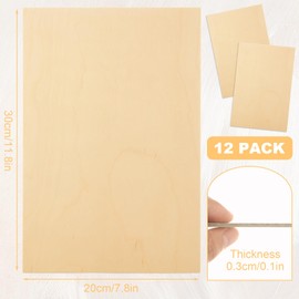 MIVIDE 12 Pack Birch Plywood 7.8 x11.8 x 1/8 inch, 3 mm Birch Unfinished Plywood Wood Sheet for Craft Laser Cutting and Engraving, School DIY Projects, Painting, Wood Burning