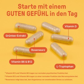 BRAINEFFECT Mood with L-Tryptophan & Vitamin D for a Good Mood [90 Mood Capsules] + 15 Happiness Ingredients