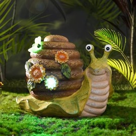 Solar Garden Outdoor Decor Snail Figurine with Lights, Outside - Ideal Outdoor Decorations for Yard, Lawn & Pathway Walkway Ornaments Clearance Housewarming Gifts for Mom Grandma Birthday (DXD-001)