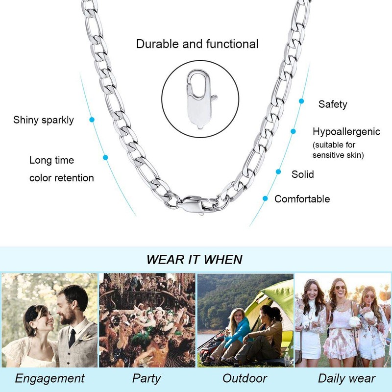 Stainless Steel Chain Figaro Chain 18 inch 6mm Rappers Jewelry